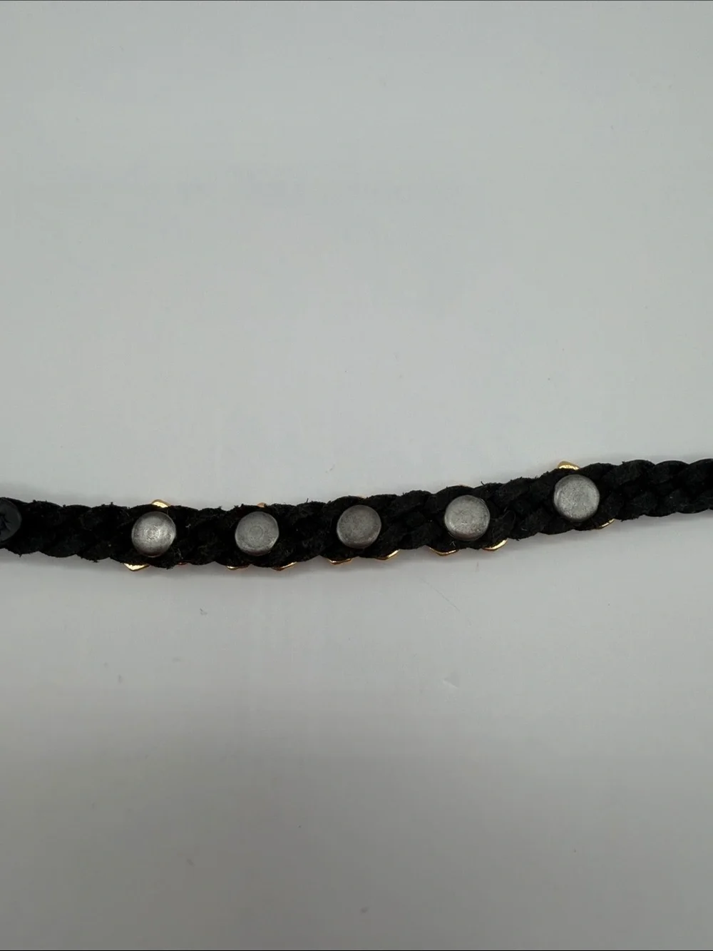 Brighton Bandit Black Braided Leather Bracelet with Gold Heart Charms